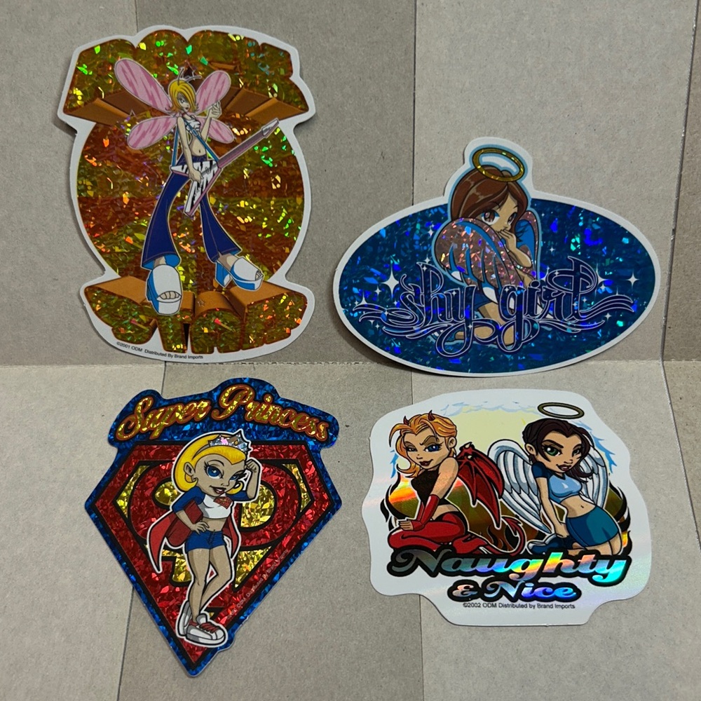 Lot of 4 Collectible Vintage Y2K Stickers by Brand Imports